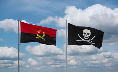 Pirate and Angola flags, country relationship concept