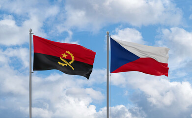 Czech Republic and Angola flags, country relationship concept