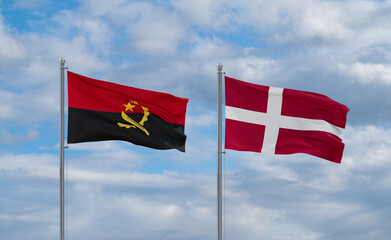 Denmark and Angola flags, country relationship concept