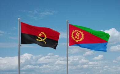 Eritrea and Angola flags, country relationship concept