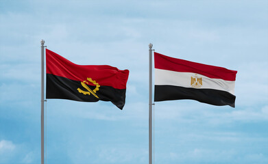Egypt and Angola flags, country relationship concept