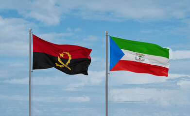 Equatorial Guinea and Angola flags, country relationship concept