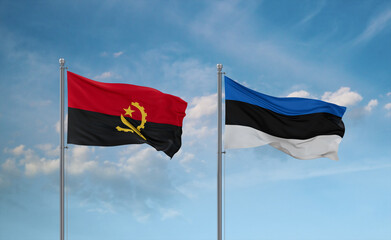 Estonia and Angola flags, country relationship concept