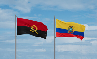 Ecuador and Angola flags, country relationship concept