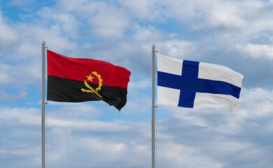 Finland and Angola flags, country relationship concept