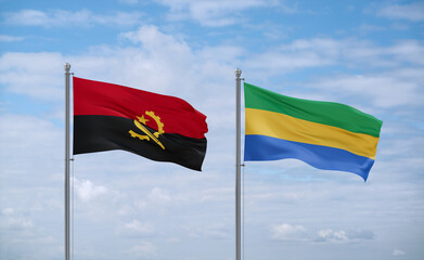 Gabon and Angola flags, country relationship concept