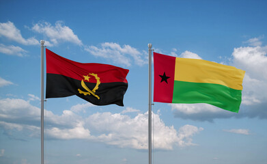Guinea-Bissau and Angola flags, country relationship concept