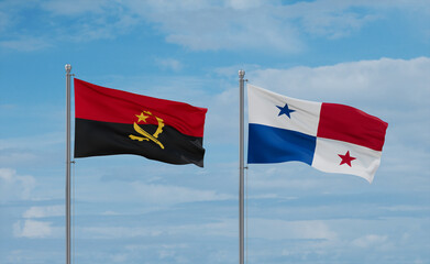 Panama and Angola flags, country relationship concept