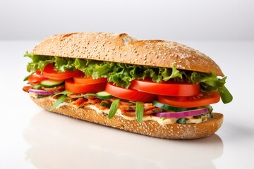 Gourmet sandwich isolated on white background.