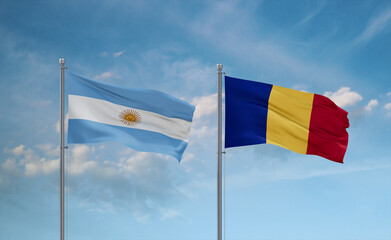 Chad and Argentina flags, country relationship concept