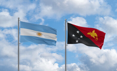 Papua New Guinea and Argentina flags, country relationship concept