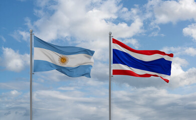 Thailand and Argentina flags, country relationship concept