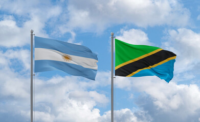 Tanzania and Argentina flags, country relationship concept