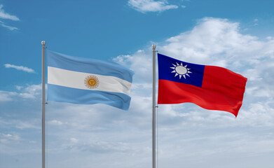 Taiwan and Argentina flags, country relationship concept