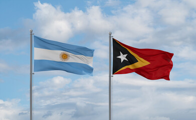 East Timor and Argentina flags, country relationship concept