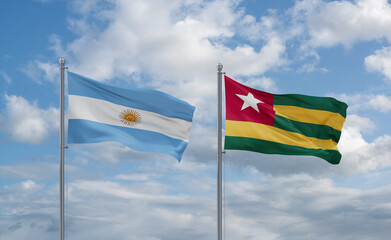 Togo and Argentina flags, country relationship concept