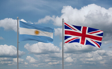 United Kingdom and Argentina flags, country relationship concept