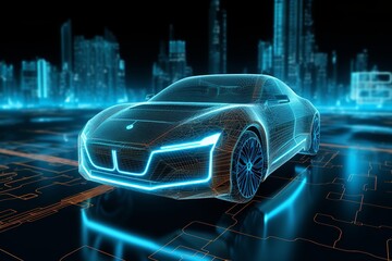 technology car wireframe