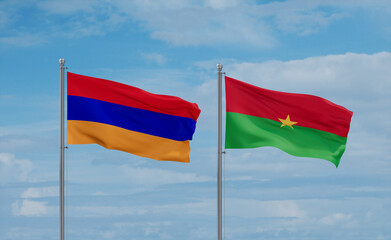 Burkina Faso and Armenia flags, country relationship concept
