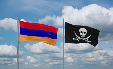 Pirate and Armenia flags, country relationship concept
