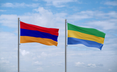 Gabon and Armenia flags, country relationship concept