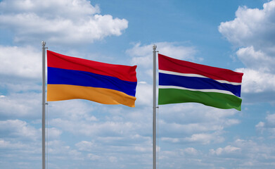 Gambia and Armenia flags, country relationship concept