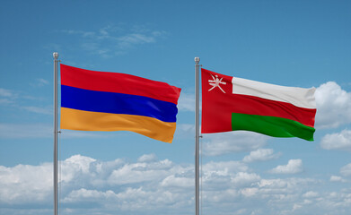 Oman and Armenia flags, country relationship concept