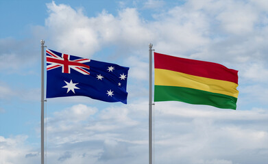 Bolivia and Australia flags, country relationship concept