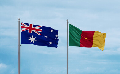 Cameroon and Australia flags, country relationship concept