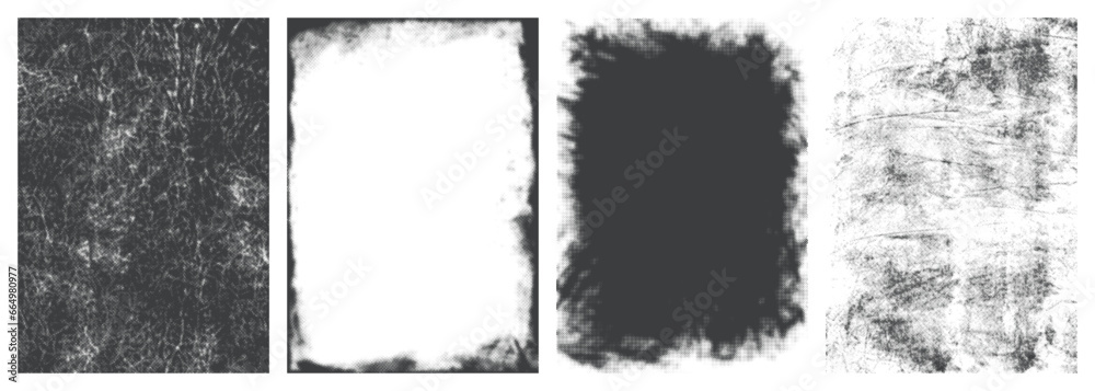 Sticker Rough textures set poster monochrome