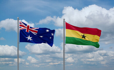 Ghana and Australia flags, country relationship concept