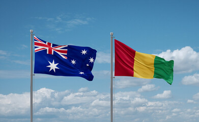 Guinea and Australia flags, country relationship concept