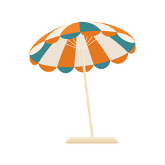 Colorful beach umbrella isolated on a white background. Summer icon, vector