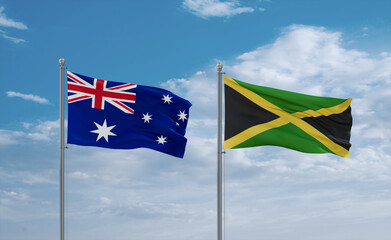 Jamaica and Australia flags, country relationship concept