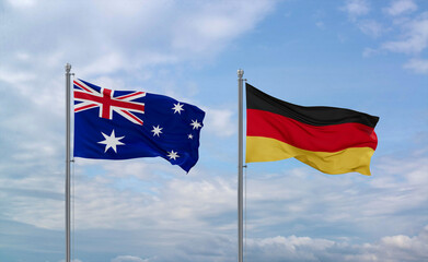 Germany and Australia flags, country relationship concept