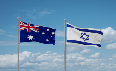 Israel and Australia flags, country relationship concept