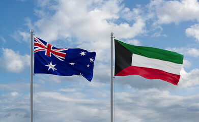 Kuwait and Australia flags, country relationship concept