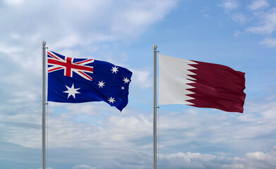 Qatar and Australia flags, country relationship concept