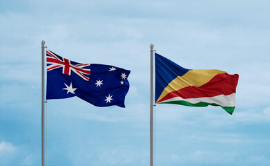 Seychelles and Australia flags, country relationship concept