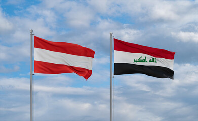 Iraq and Austria flags, country relationship concept