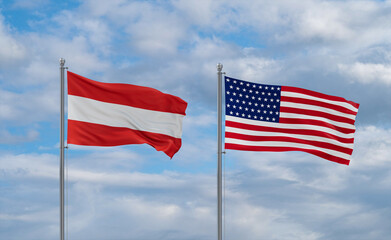 USA and Austria flags, country relationship concepts