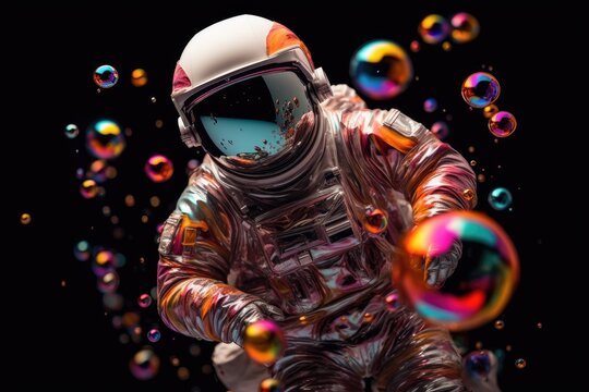 An astronaut in space with colorful background. Beautiful art concept.