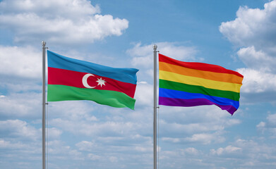 Gay Pride and Azerbaijan flags, country relationship concept