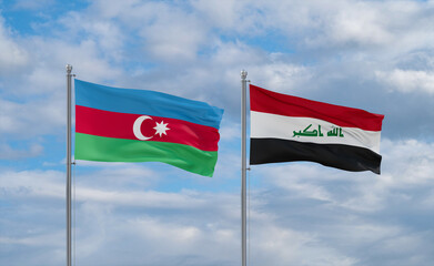 Iraq and Azerbaijan flags, country relationship concept