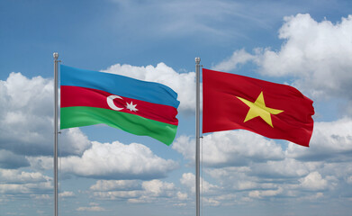 Vietnam and Azerbaijan flags, country relationship concept