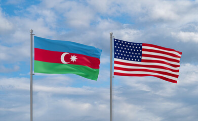USA and Azerbaijan flags, country relationship concepts