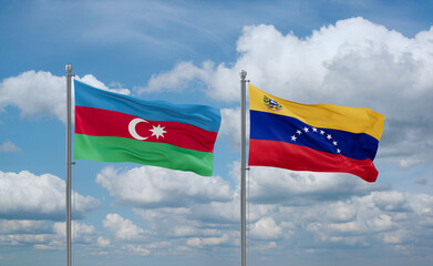 Venezuela and Azerbaijan flags, country relationship concept