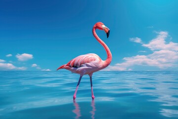 Fototapeta premium Pink Flamingo in the water.