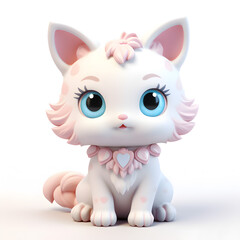 Cute cat pastel 3d isolated on white