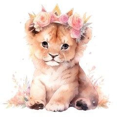 Watercolor Baby Lion.